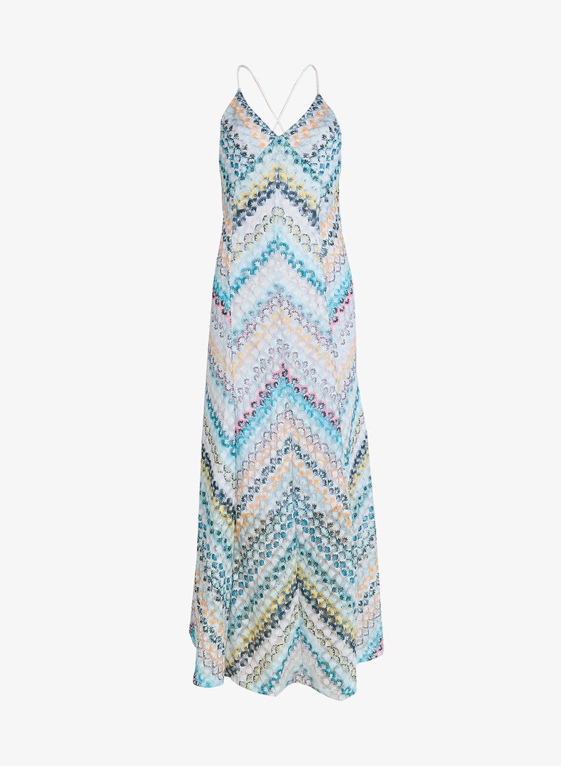 Ginger Halter Neck Crovhet Chevron Beach Dress - Image 5